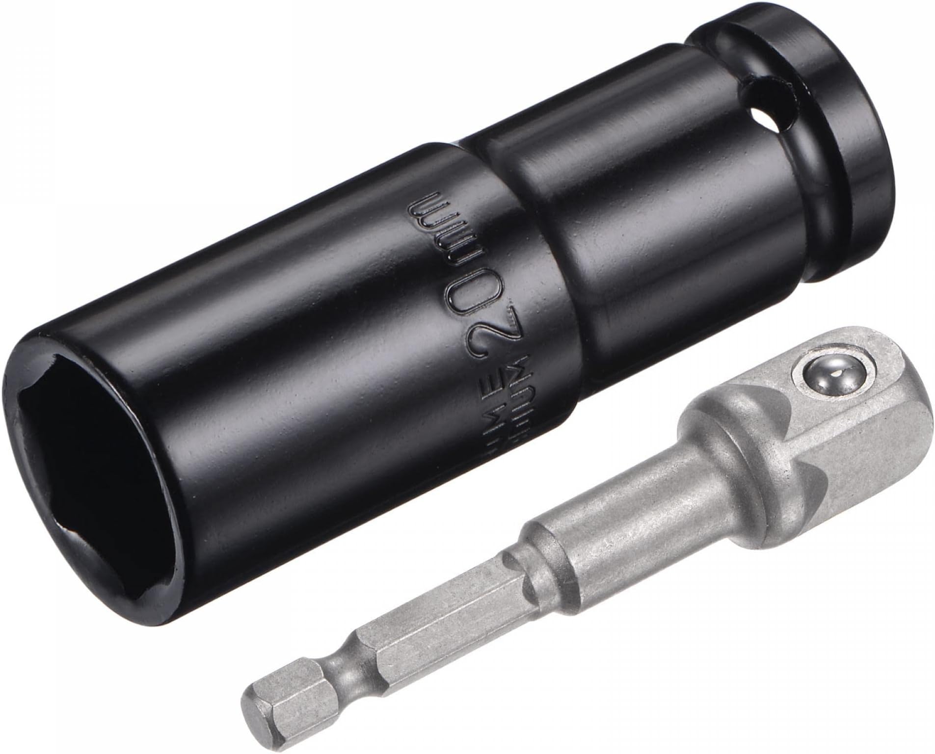sourcing map 1/2" Drive Socket Accessory Set, 20mm Deep 6-Point Impact Socket 3" Length and 1/4" Hex Shank Adapter