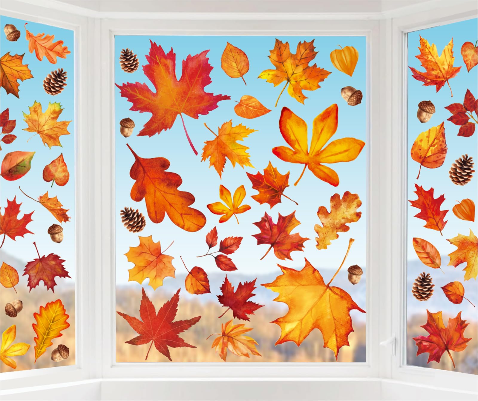 Décoration de fenêtre d'automne en verre pour un Thanksgiving chaleureux en famille