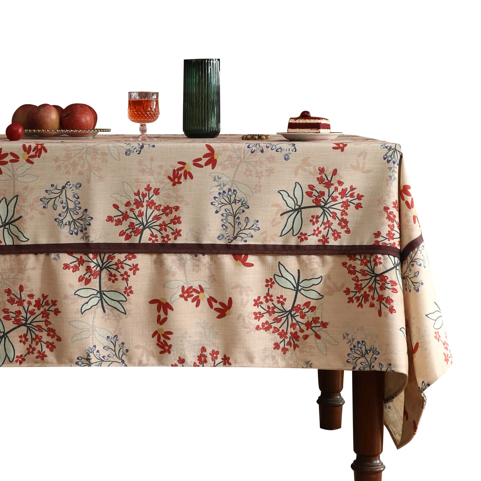 patdrea French Linen Table Cloth Soft Breathable Tabletop Cover Dacorative Kitchen Dining Tablecloth for Rectangular Tables for Parties,Holiday 55"x 71"