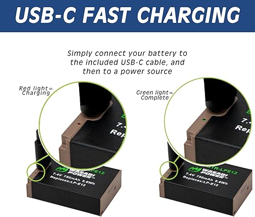 Miniatura 2 de Wasabi Power Batería USB para Canon LP-E12 con carga rápida USB-C