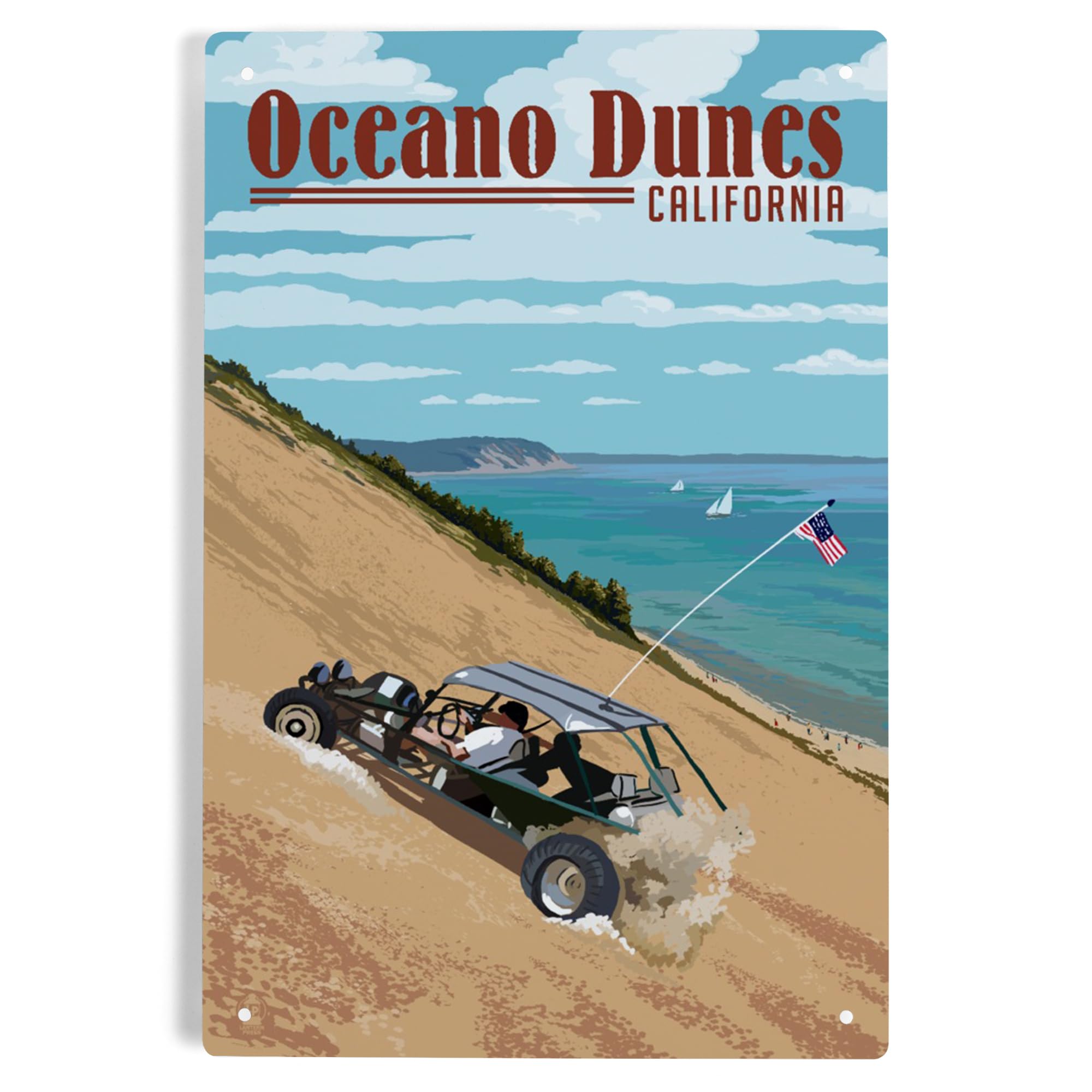 Amazon.com: Lantern Press 6x9 Inch Metal Sign, Oceano Dunes