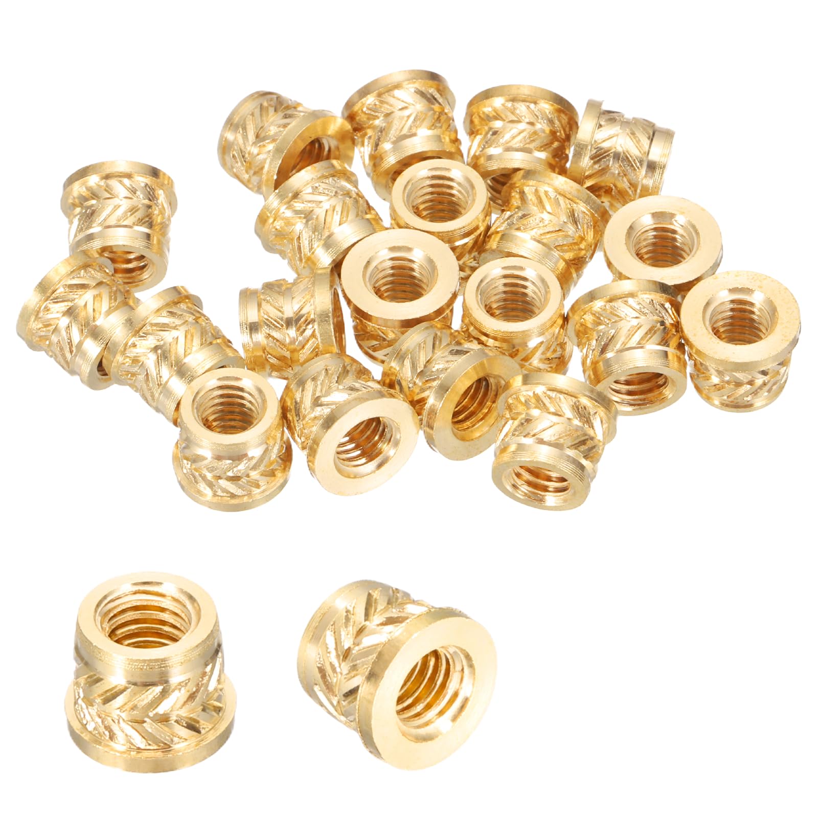 sourcing map 20 Pcs Threaded Inserts, M4 x 5.6mm H x 6.3mm OD Brass Metric Knurled Flange T-Nuts Female Threaded Heat Set Inserts Embedment Nut for Plastic and 3D Printing Components