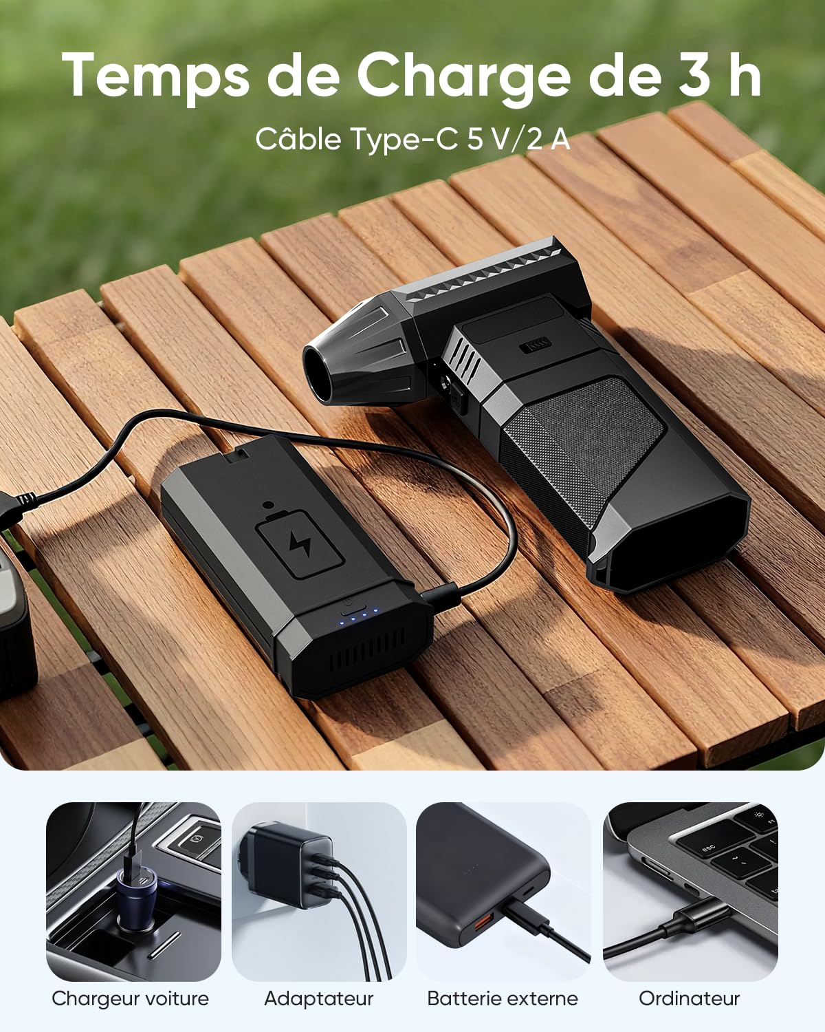 Souffleur à Air Comprimé avec 2 Batteries Modulaires, Flux D'Air Puissant 220 G+, 2 Buses MagnéTiques, 3 Vitesses, Led – Souffleur Batterie pour Clavier, Pc, Voiture Et Appareils éLectroniques