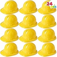 JOYIN 24 Pack Yellow Toy Construction Hard Hats for Kids - Soft Plastic Party Favors, Construction Birthday Dress Up for Engineers & Builders