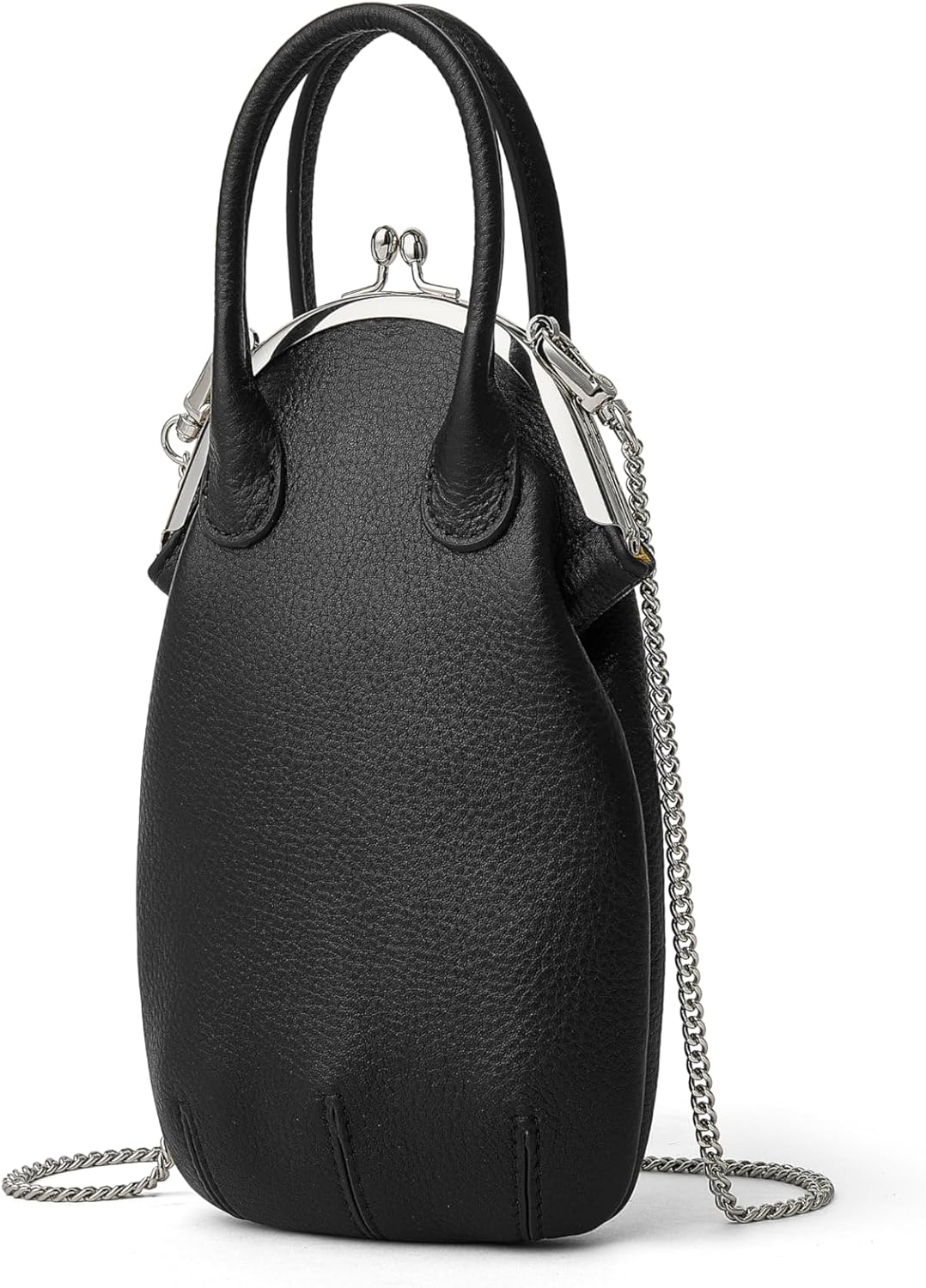 DAILANDO Genuine Leather Evening Clutch Purses for women, Vintage Kiss Lock Cell Phone Crossbody Bag Top Handle Shoulder Bag