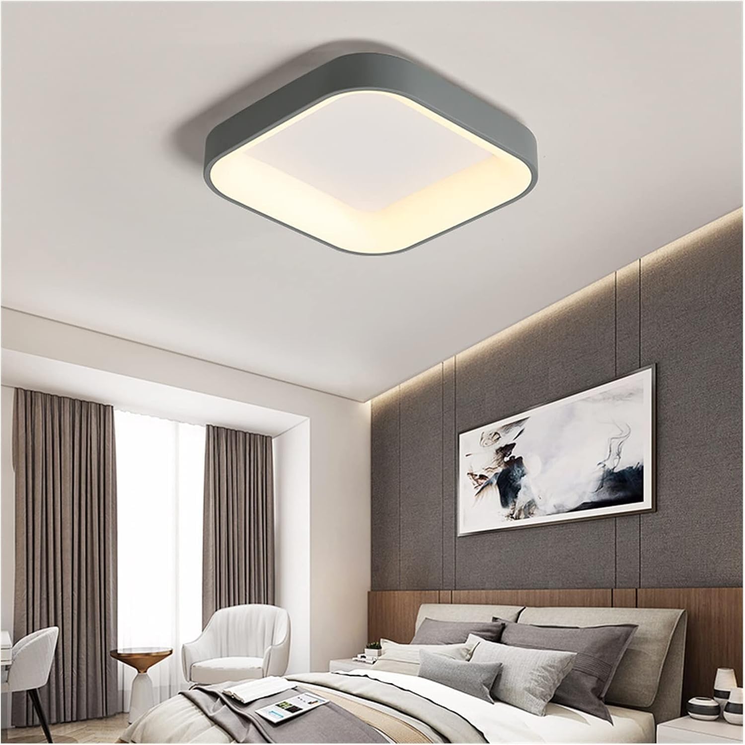 Modern Square Ceiling Light, 32W LED Chandelier Lamp with PMMA Lampshade for Bedroom, Dining Room, Living Room, Kitchen, and Hallway – Minimalist Flush Mount Ceiling Light Fixture
