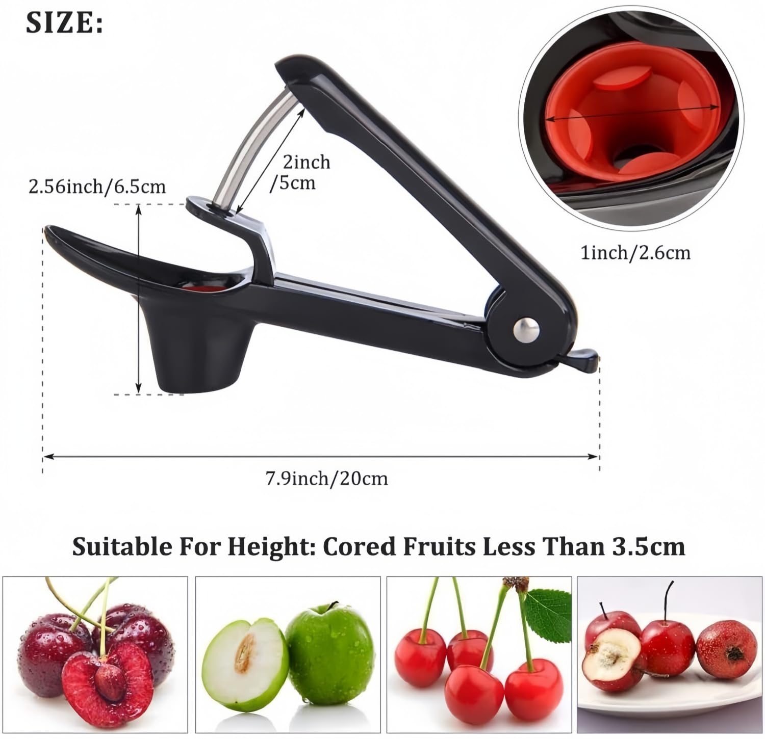 Deshuesador de cerezas, extractor de huesos de cereza, deshuesador de acero inoxidable, deshuesador multifuncional para frutas, cerezas y bayas (negro)