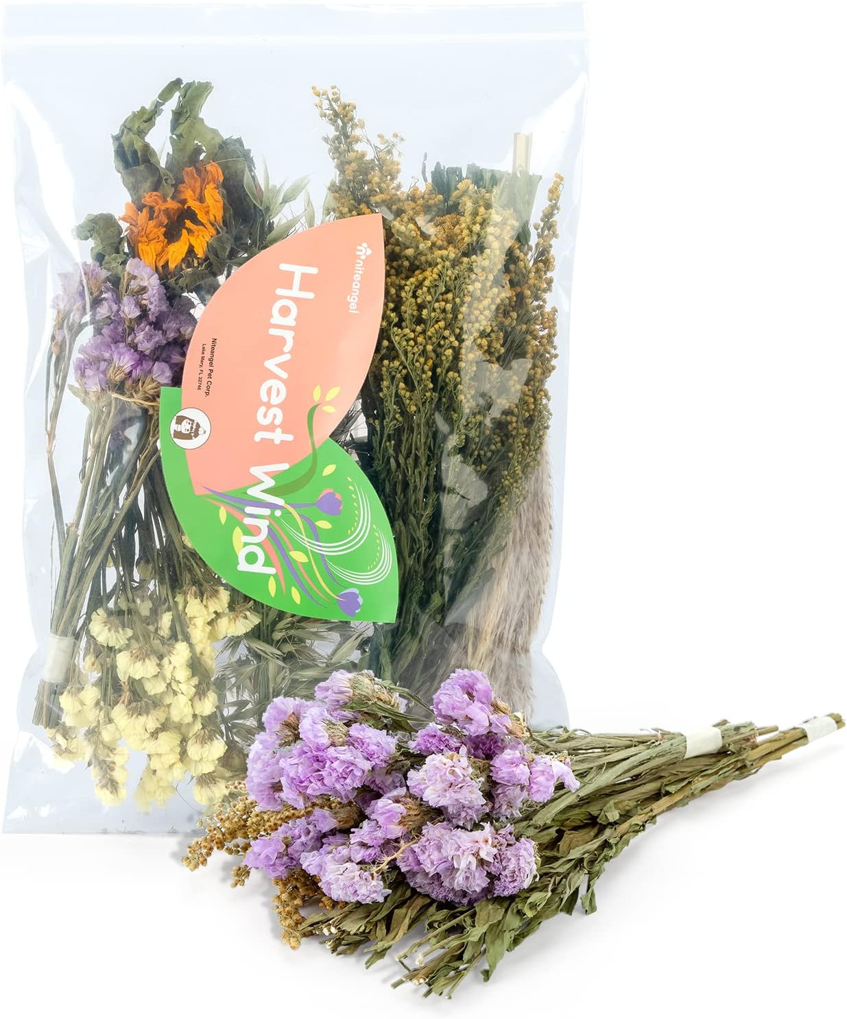 Natural Flower & Herb Bedding Habitat Decor - for Hamsters Gerbils Mice Lemming Degus or Other Small Pets (Harvest Wind - Flower Version)