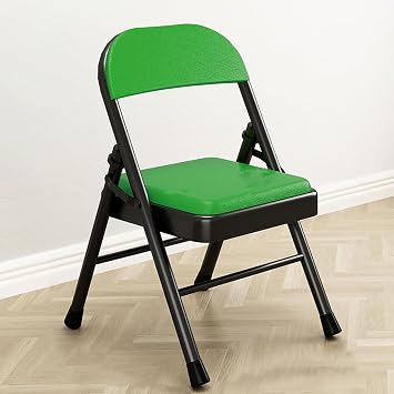 Portable Folding Chair, Multi-Color Upholstered Padded Folding Chairs Metal Frame, Home Office Indoor/Outdoor Party Use, Lightweight Durable Foldable Chair Color Black+Light Green