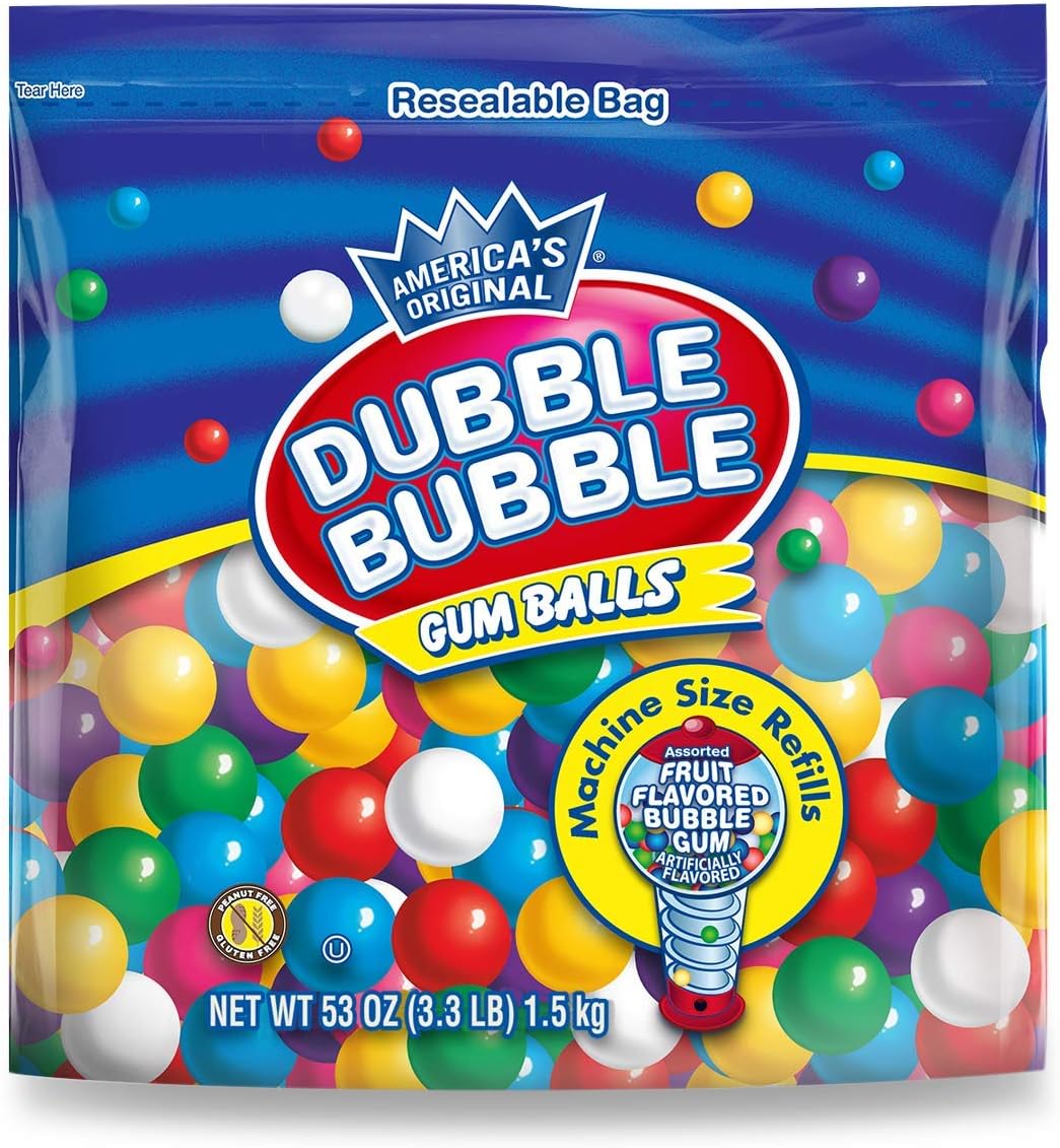 Bubble Gumballs For Gumball Machine Refills, 53 Oz, 3.3 lb, Antique Style, Vintage Old Fashioned Candy, Mini Bubble Gum Balls For Kids