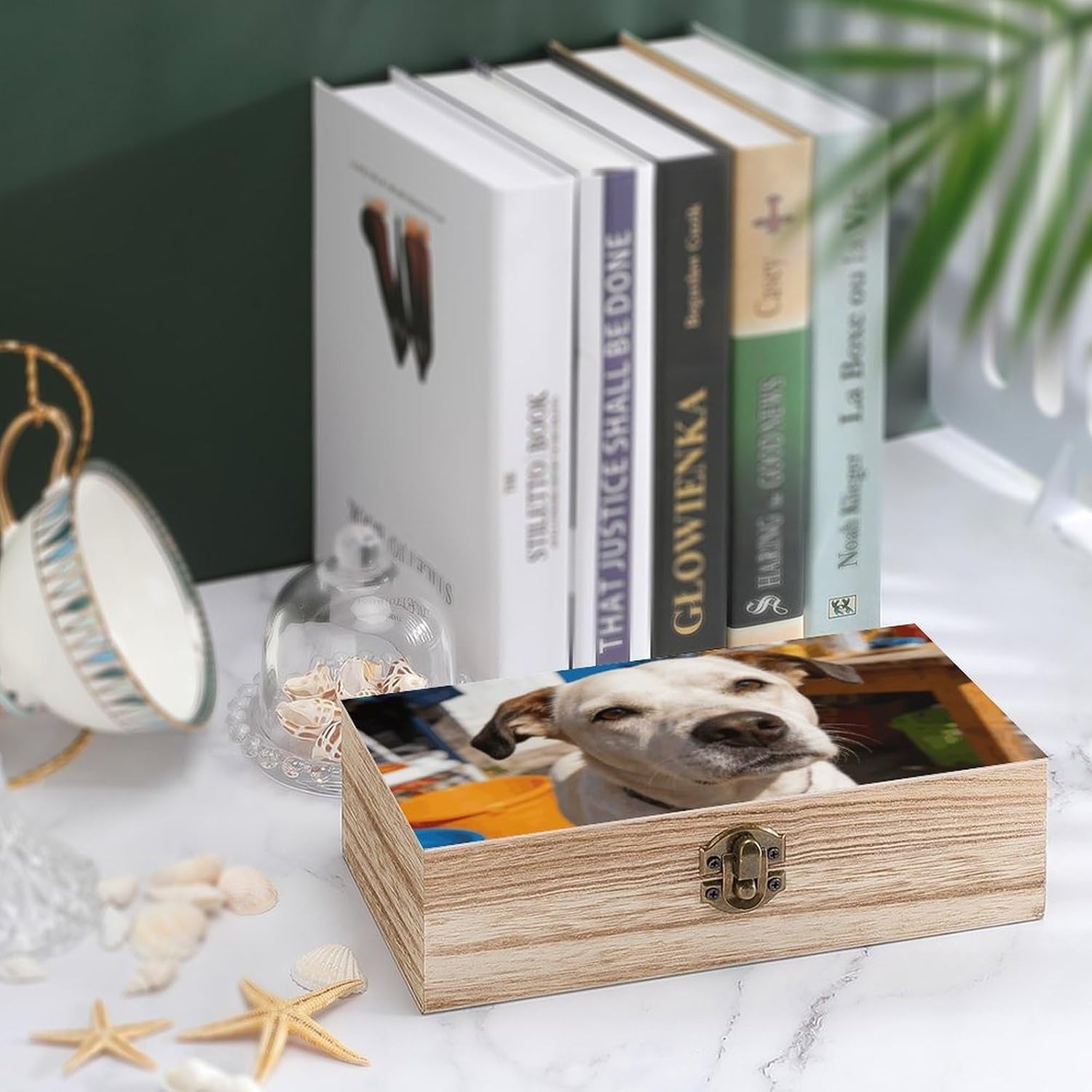 White Dog Wooden Decorative Storage Box Jewelry Box image 4