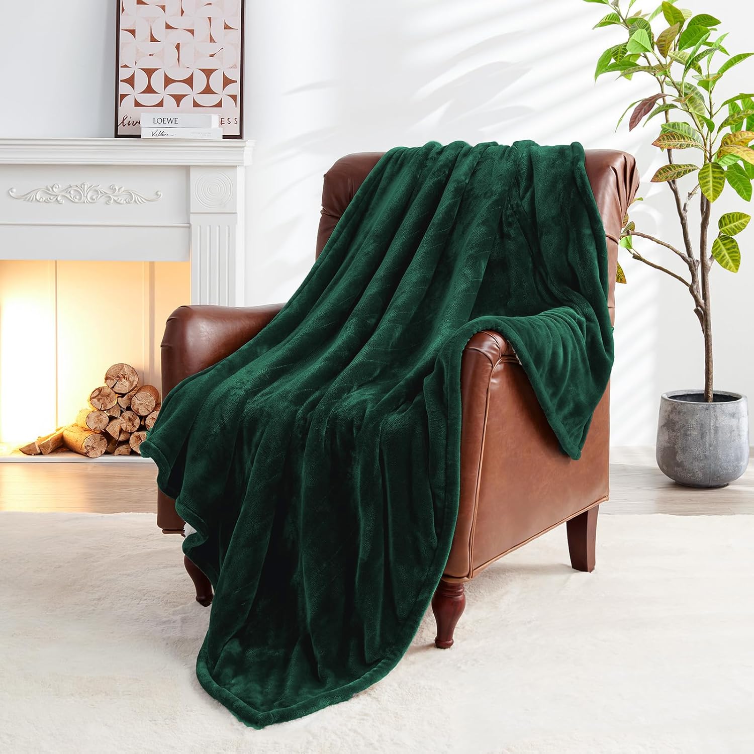 HYLEORY Heated Throw Blanket Flannel Electric Blanket Throw with 4 hrs Timer Auto-Off & 3 Heating Levels Sherpa Heated Blankets with Overheating Protection,50"x60",Green