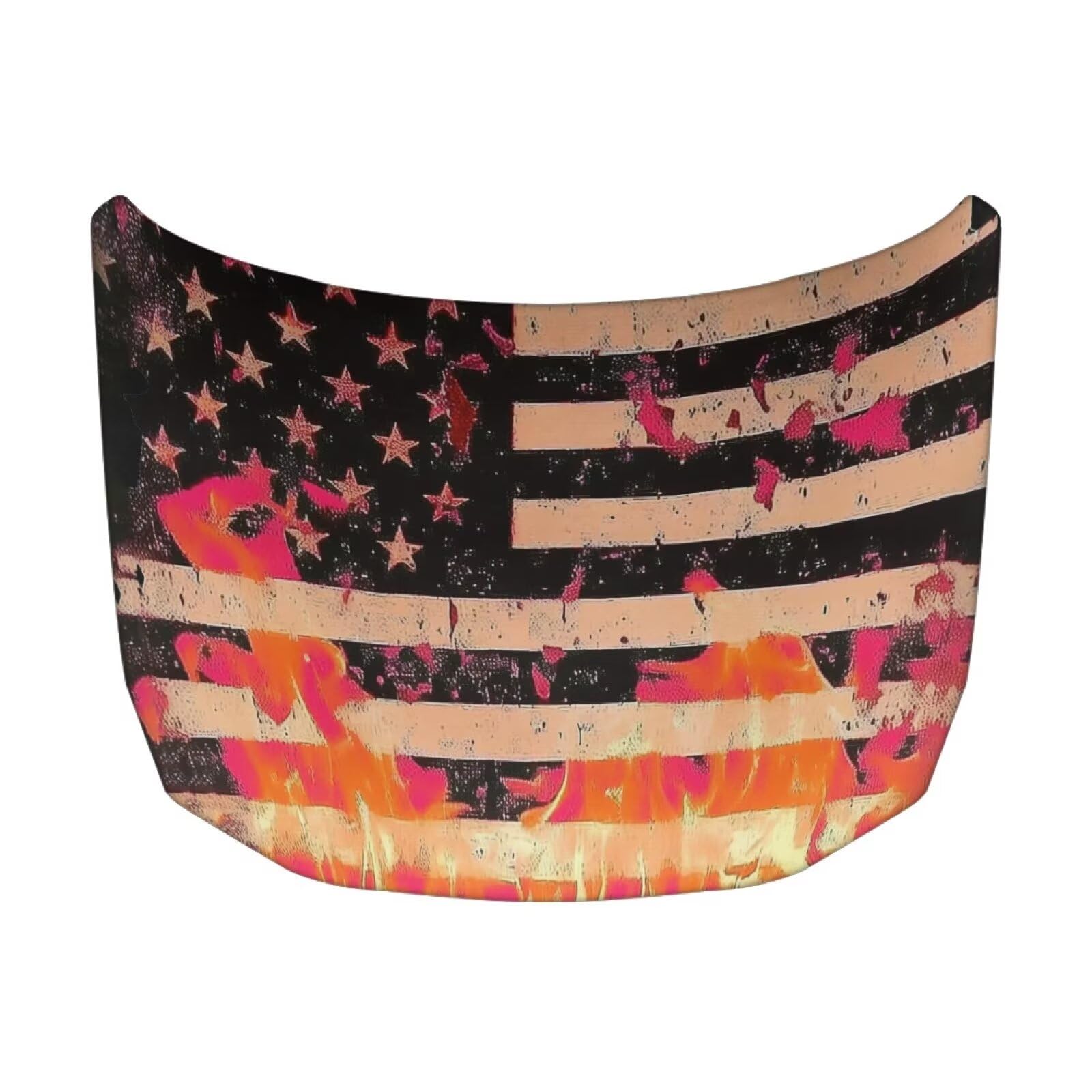 Flame Design American Flag Car Hood Cover Protector Waterproof Sunproof Car Hood Wrap Blankets Patriotic Decorations Automotive Exterior Accessories for Sedans SUV Pickup Trucks