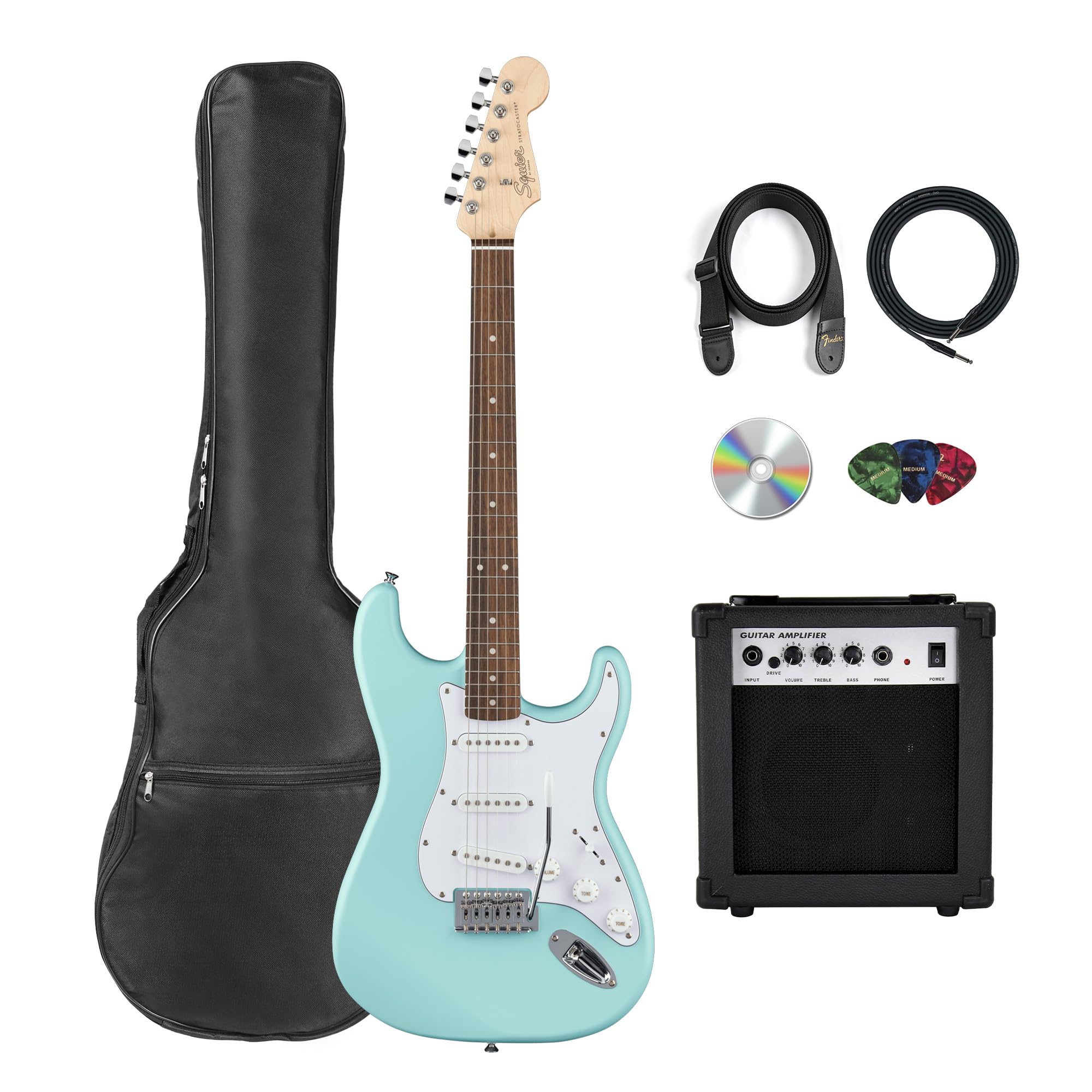 Amazon.com: Fender Squier Stratocaster Electric Guitar - Daphne