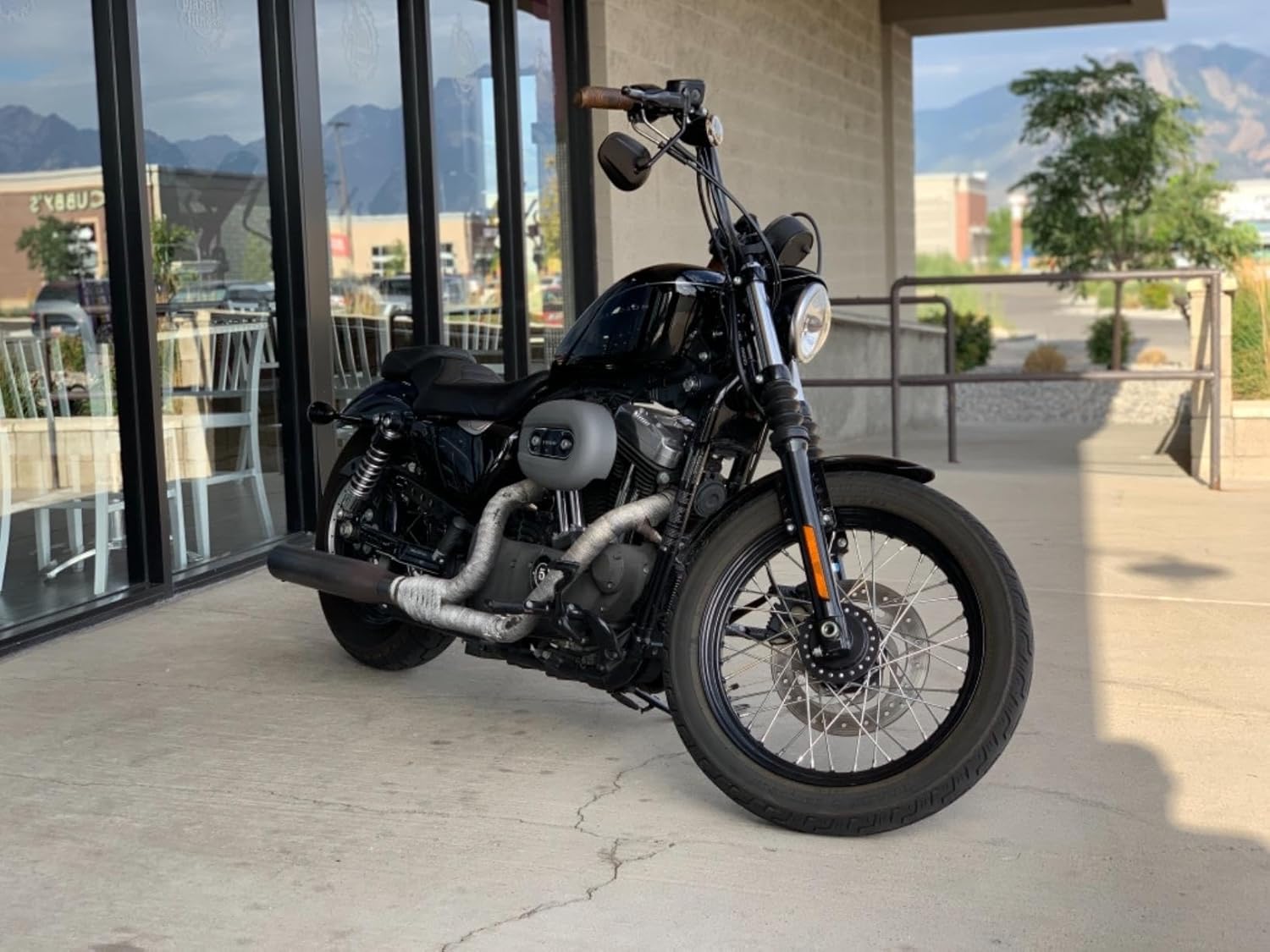 Black Rear View Side Handlebar Mirrors 360-Degree Adjustment Mirrors Long Stem for Harley 1982-2023 Sportster, Touring, Dyna, Softail also fits Most M8-1.25 Threaded Motorcycles