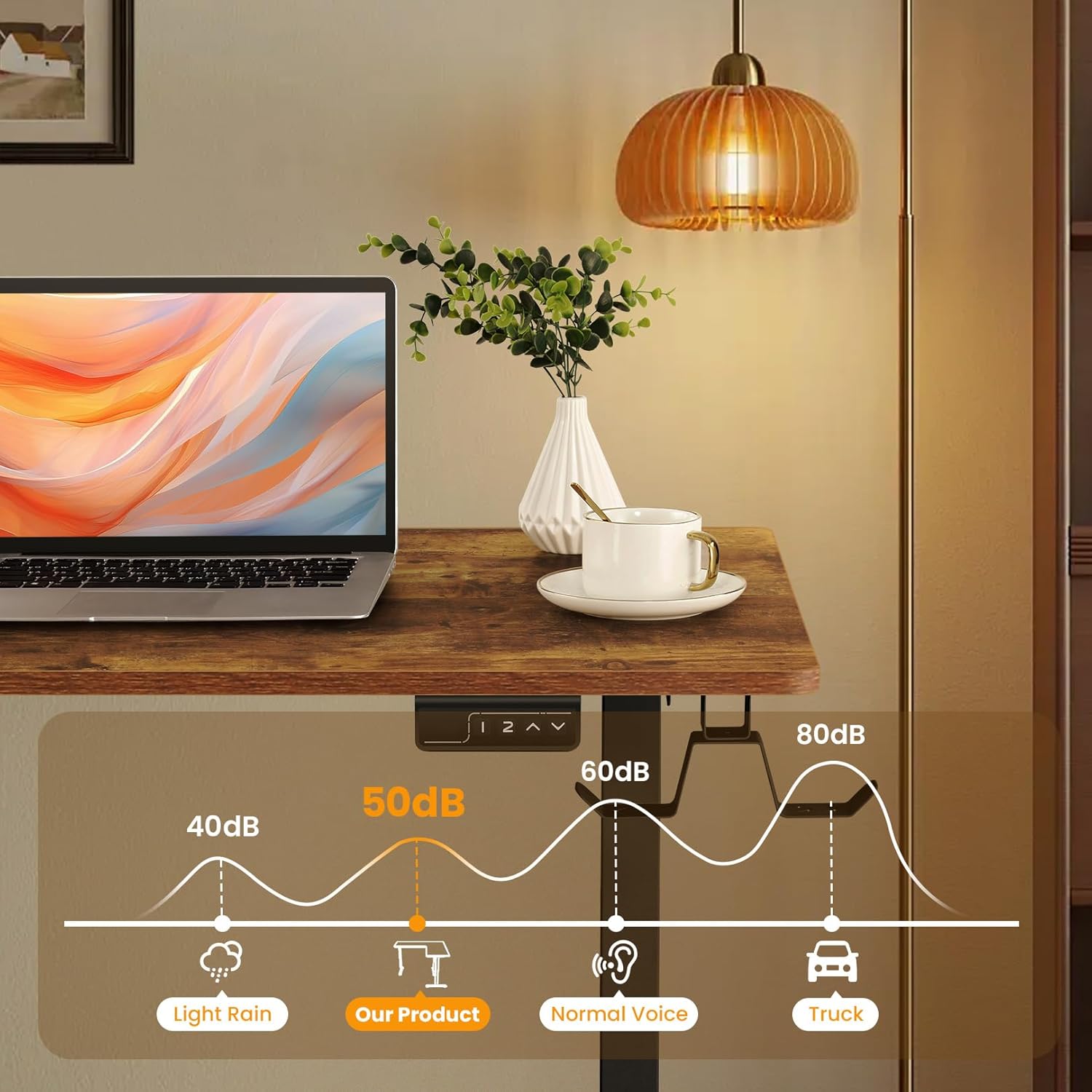 farexon L Shaped Standing Desk Adjustable Height, 63 x 55 Inch Corner Stand up Desk for Home Office with 39x18 in Mouse Pad, Electric Standing Computer Workstation with Headphone Hook, Rustic Brown