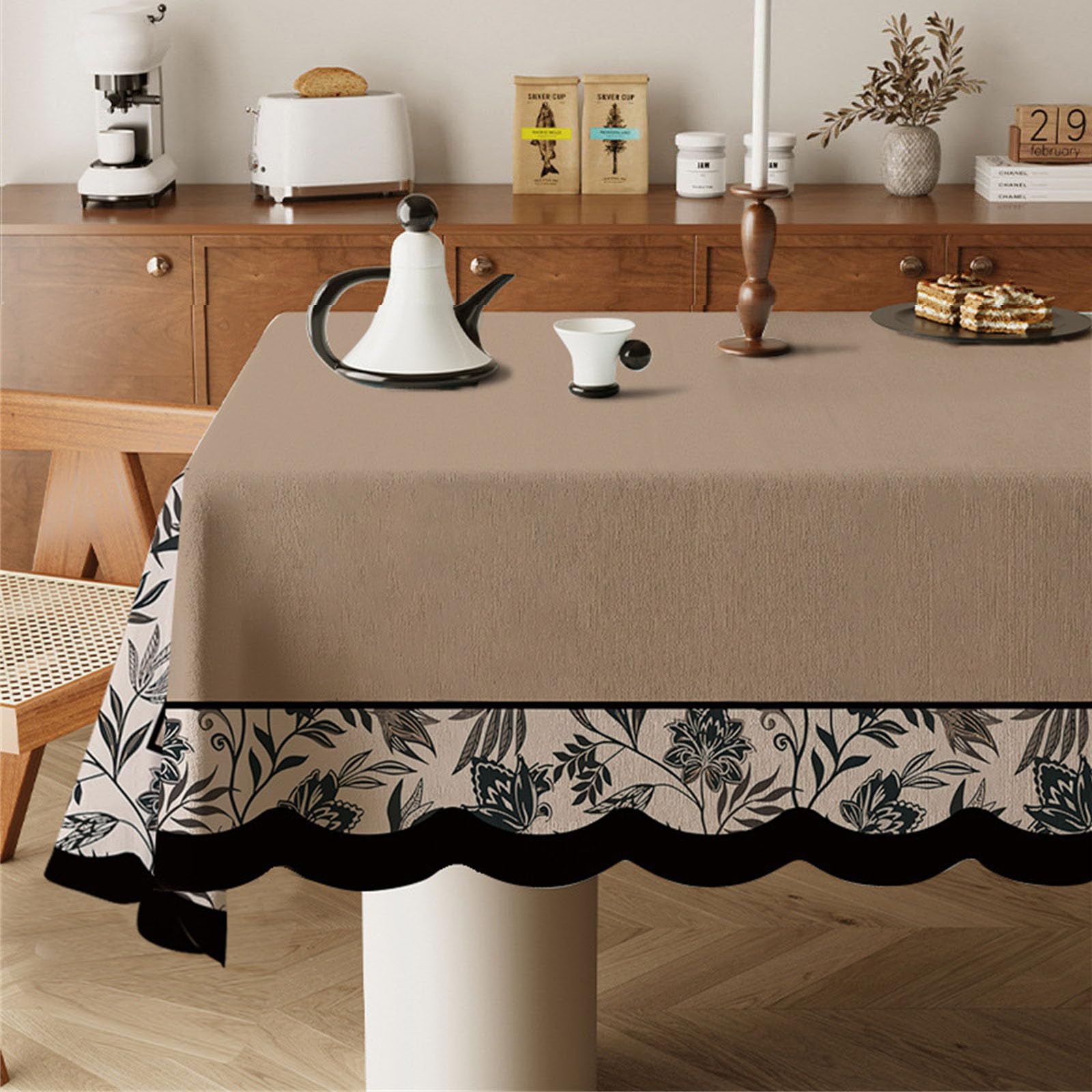Odot Wipe Clean Tablecloths - Square, Stain Resistant Traditional French Style Cotton and Linen Rectangular Table Cover for Kitchen, Dining, Coffee Table (Classic style,120x120cm)