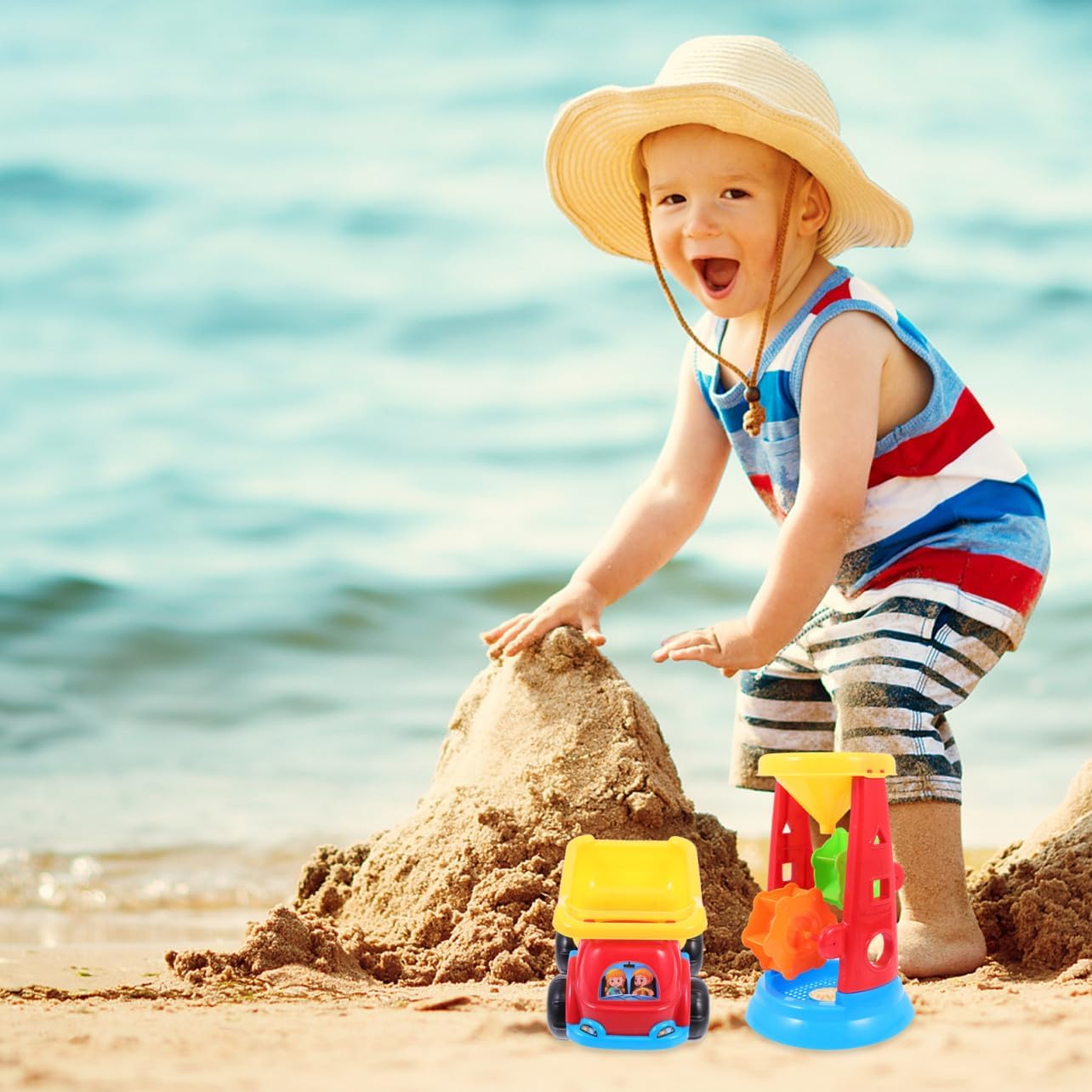 YARNOW Outdoor Beach Sand Lightweight Sand Playing Tools with Molds for Creative Sandcastle Building Sandbox Plaything for Boys