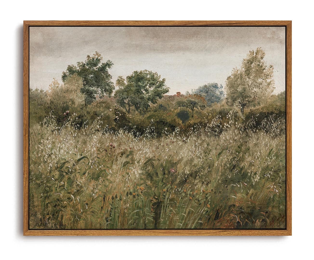 OIQArtOIQ Framed Vintage Landscape Wall Art Natural Scenery Oil Painting Canvas Prints Country Farmhouse Aesthetic Decor Pictures for Kitchen Bedroom