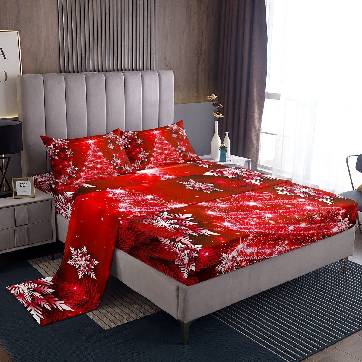 Set di biancheria da letto per bambini, ragazzi e ragazze, con motivo fatina e glitter colorati, per letto singolo, colore: grigio