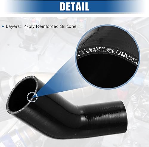 Miniatura 6 de X AUTOHAUX 45 grados 2.0 pulgadas a 2.5 pulgadas ID 4 capas reductor de codo de coche acoplador de manguera de silicona tubo intercooler tubería de