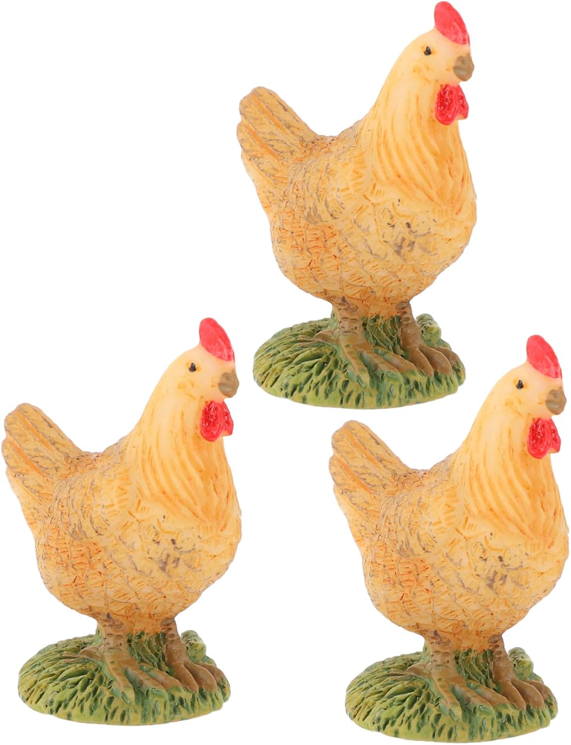 HANABASS 3Pcs Resin Chicken Statue Figurines for DIY Micro Landscape Decor Cute Chick Ornaments for Aquariums and Miniature Gardens Farmhouse Decoration
