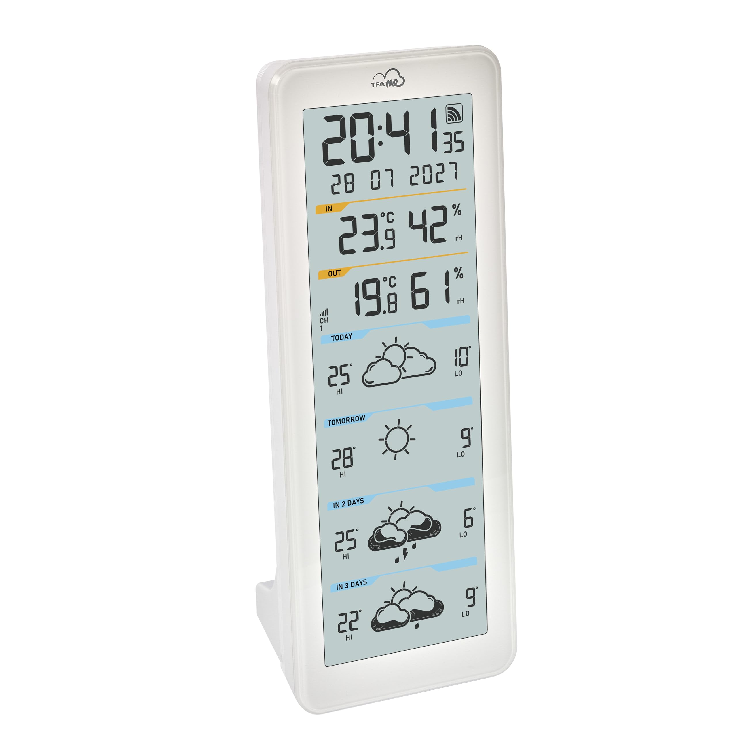 TFA Dostmann TFA.me ID-06 Estación meteorológica inalámbrica Wi-Fi 35.8108.02, pronóstico del tiempo profesional por wetter.com 4 días, portal en línea, sensor exterior, valores máximos mínimos