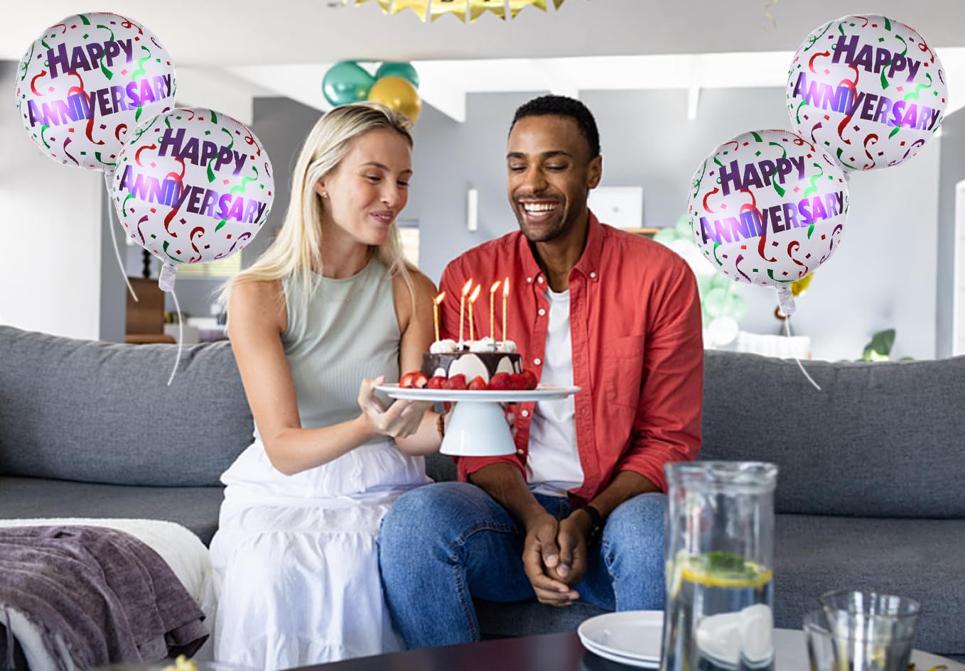 10 szt. balonów z folii aluminiowej Happy Anniversary dekoracje imprezowe balony na rocznicę artykuły imprezowe dla mężczyzn kobiet