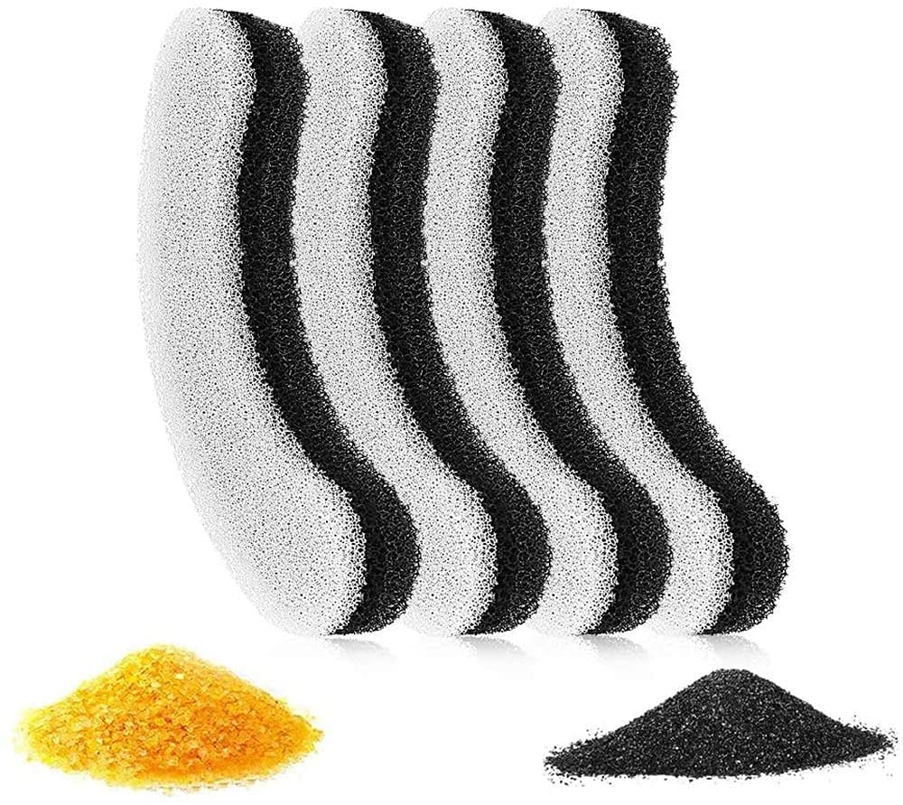 Filter Element, Pet Water Dispenser Filter Element, Activated Carbon Replacement Filter for Pet Fountain, Water Fountain Filter Element for WF050/ WF100 Cat Fountain, Purification Water Hair (4Pcs) 4 piece set black and white