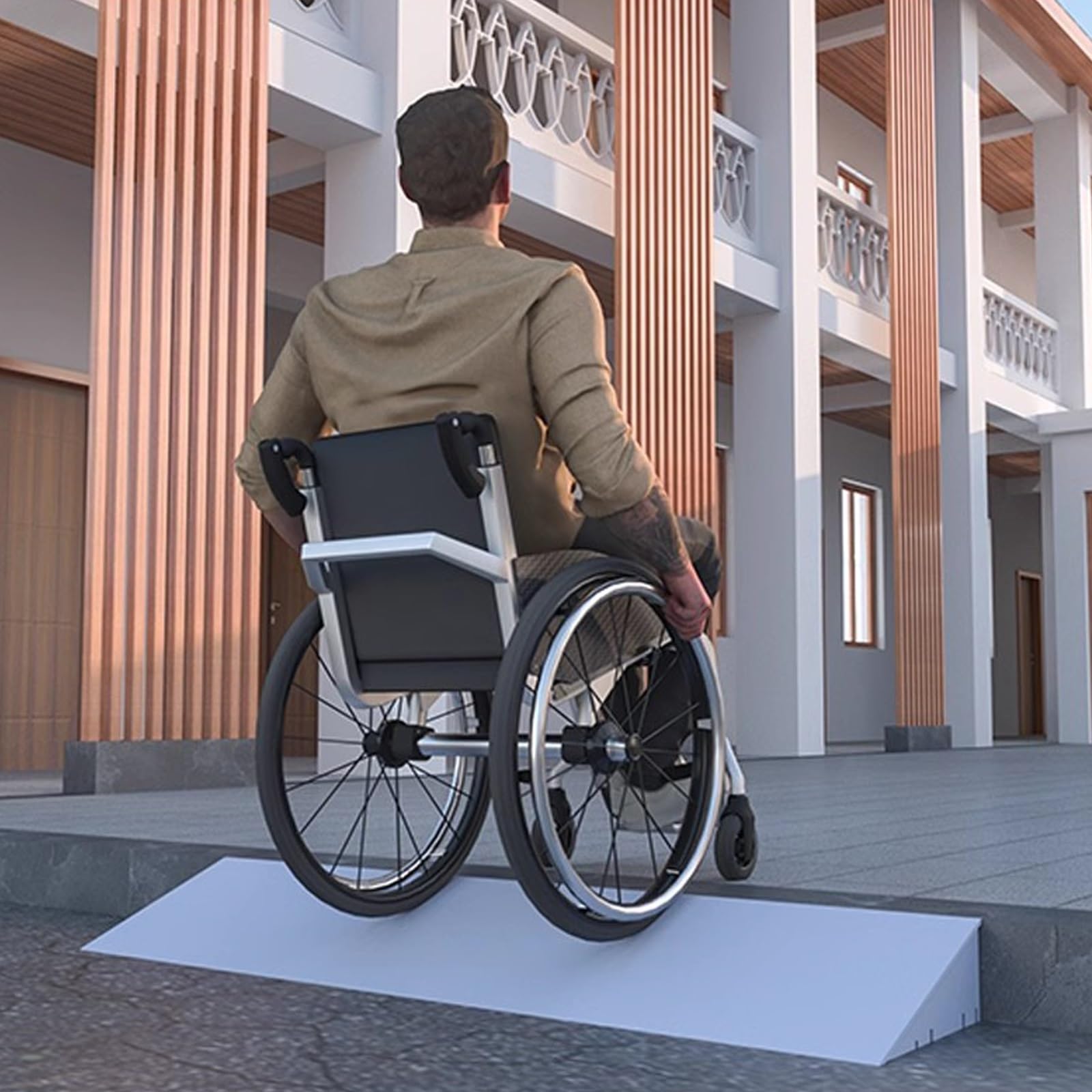 Threshold Ramps for Doorways, Wheelchair Ramp, Plastic Curb Ramps, Assmble Sidewalk Kerb Ramp for Indoor Outdoor Stairs Garage(Yellow,50x35x14cm)