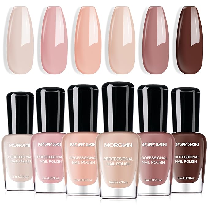 Morovan Nude Nail Polish Set: 6PC Neutral Colors