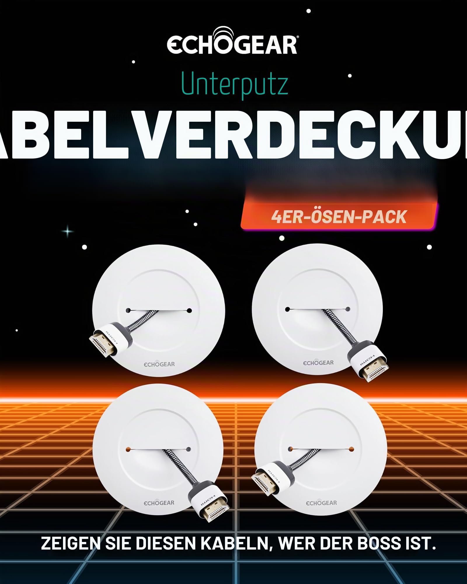 Echogear Kabel-Abdeckung für Wandfernseher - Wand-Kabeltüllen-Kit CMIWG