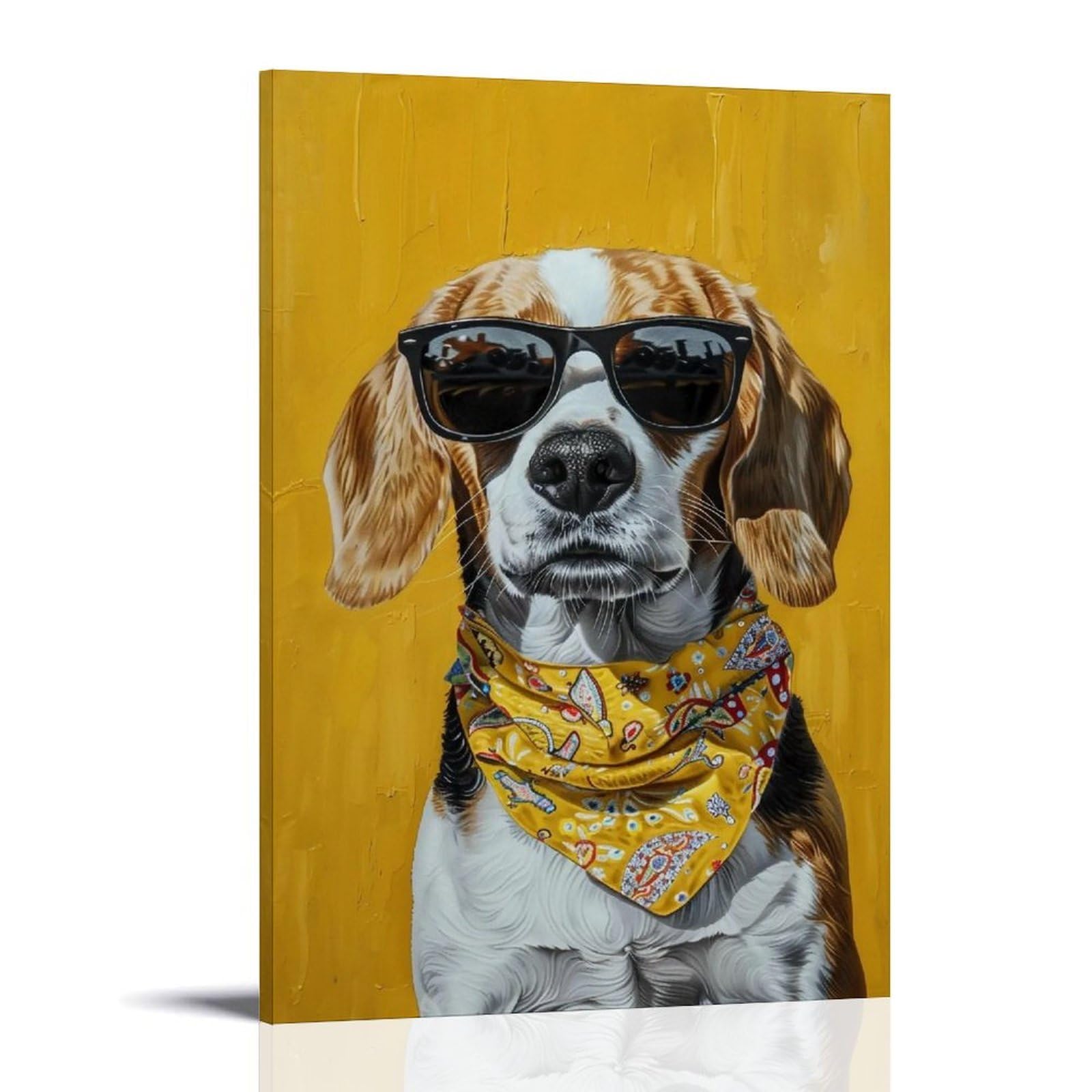 HUERYRYHY Sunglasses Dalmatian 02 Poster Wall Art Canvas Vintage Aesthetic Painting Decor for Rooms 24x36inch Frame-style