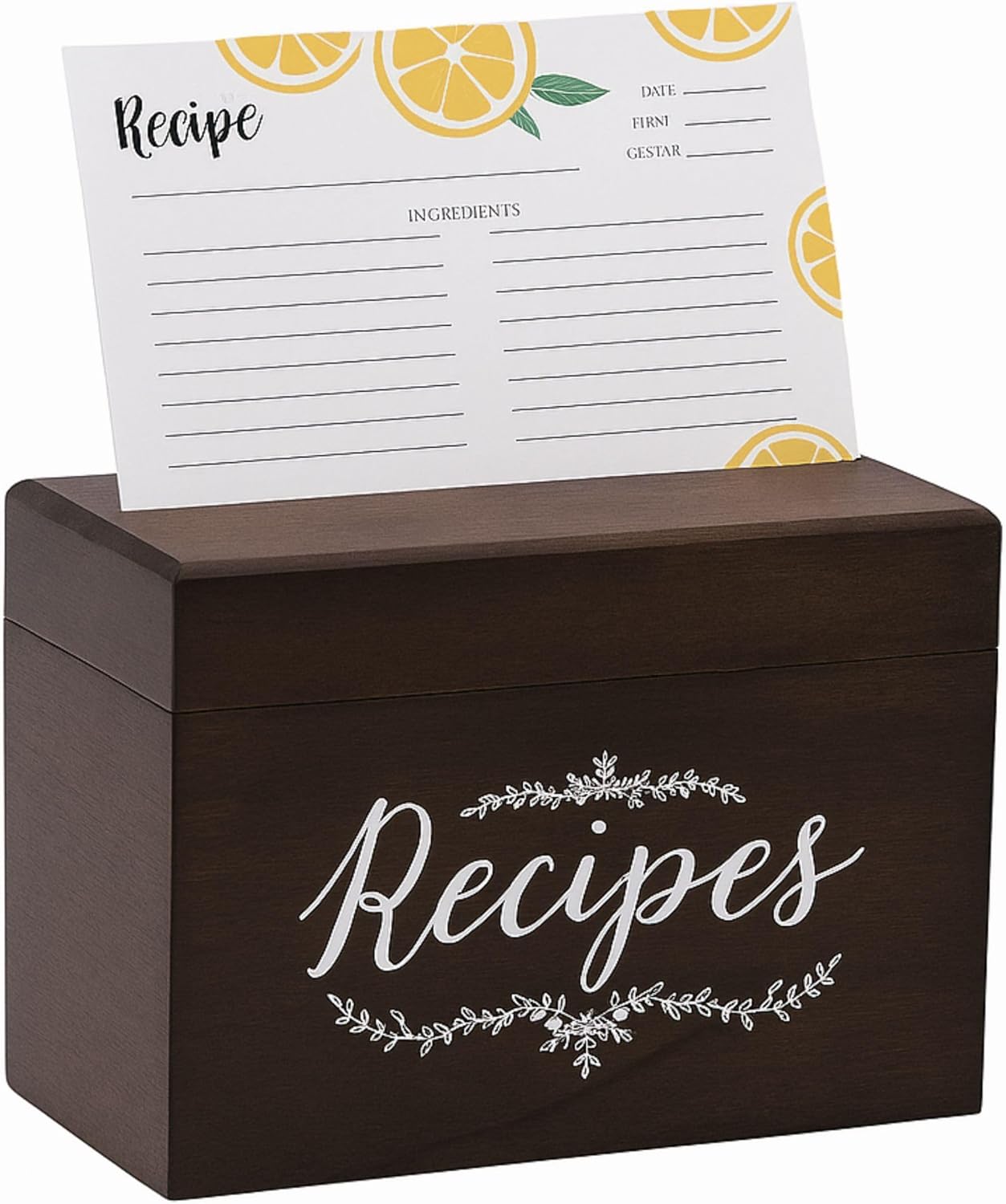 OUTSHINE Wooden Recipe Box with Cards and Dividers - 4x6 Vintage Recipe Box for Kitchen Organization - Cute Recipe Storage to Write in Your Own Recipes