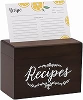 Vista 1 de OUTSHINE Caja de recetas de madera con tarjetas y divisores, caja de recetas vintage de 4 x 6 pulgadas para organización de la cocina, bonito Set