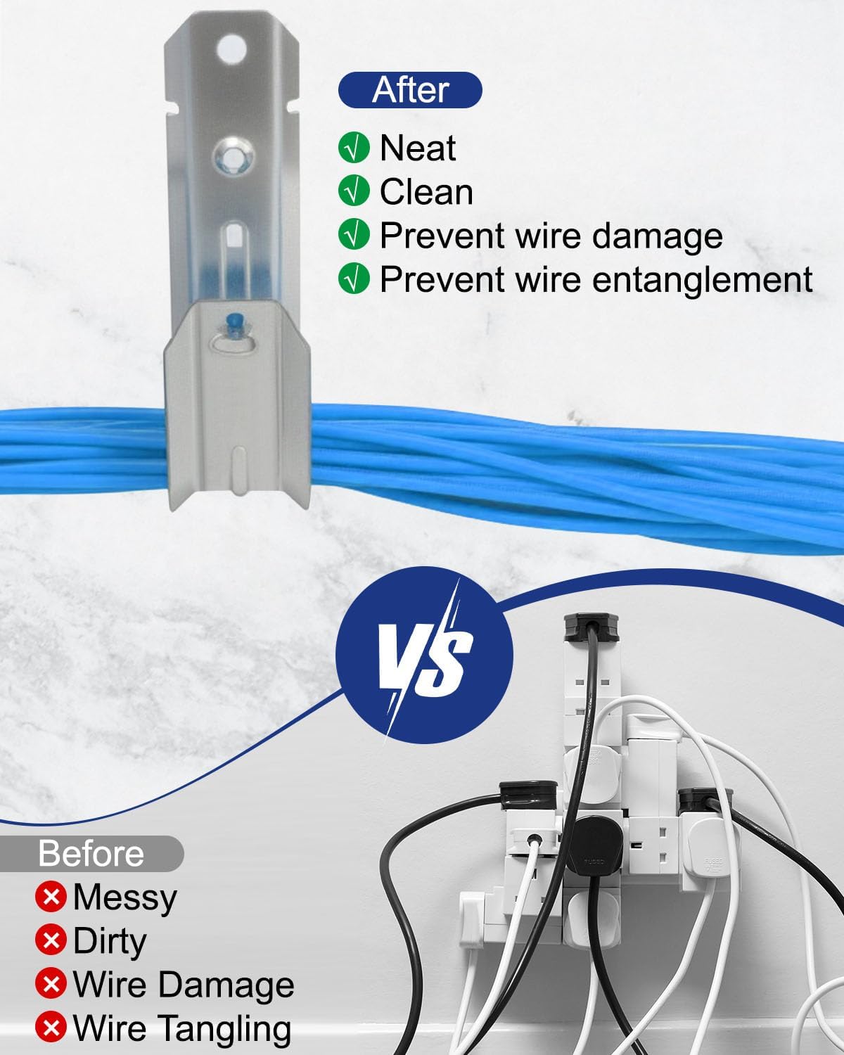 100 Pcs 2" Galvanized Steel J-Hooks, Heavy Duty Wall Mount Cable Support J Hook with Retainer Clip for Cable Management