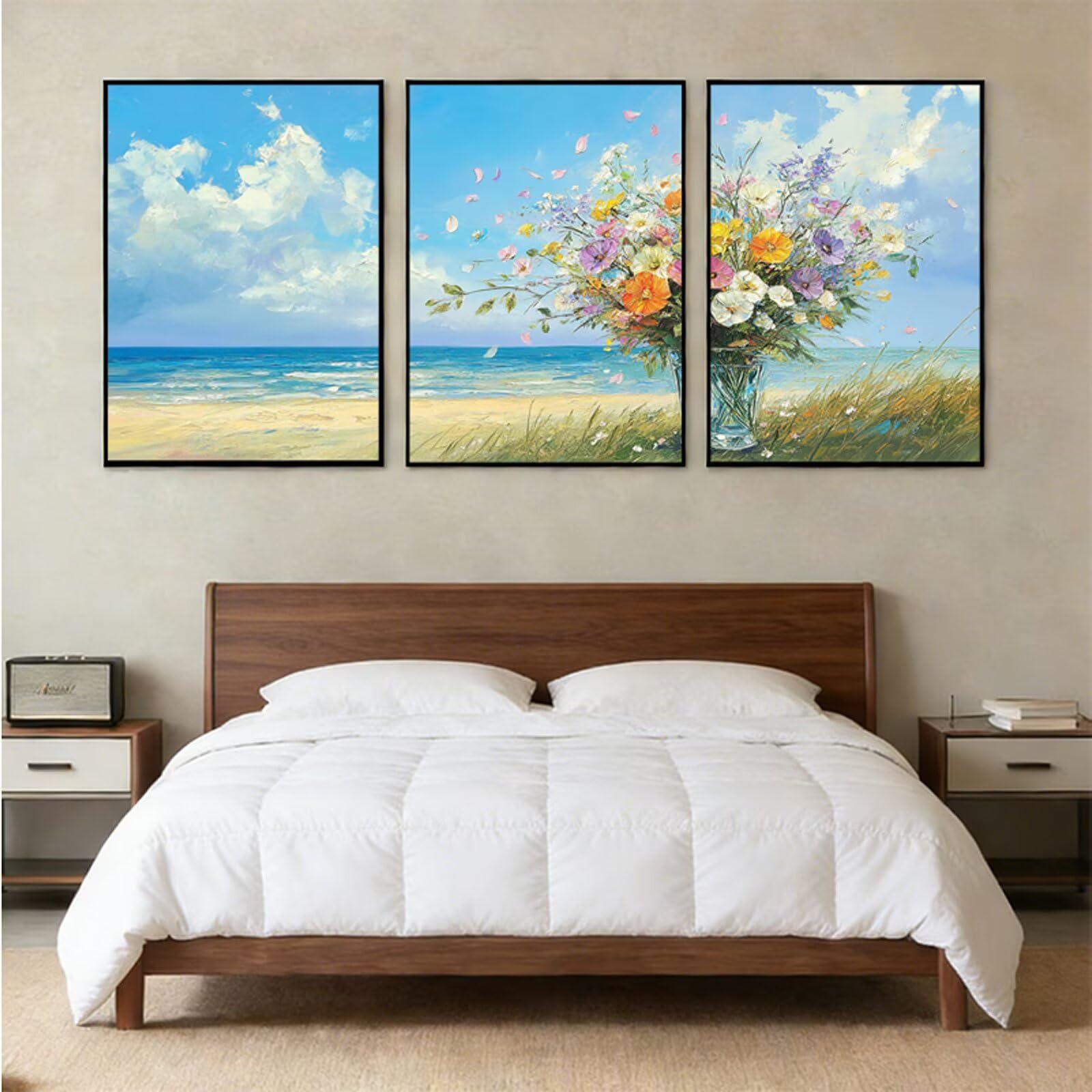 Zestawy do malowania diamentowego, kwiatowe zestawy tryptyków do malowania diamentowego dla dorosłych, ocean, DIY, kwadratowy kryształ górski, haft krzyżykowy, prezenty dla kobiet, dekoracja ścienna
