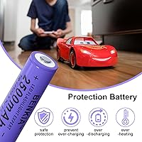 Vista 4 de 14500 Rechargeable Battery 3.7Volt Li-ion Batteries Button Top 2500mAh Large Capacity for Headlamp Flashlight (4 Pack)