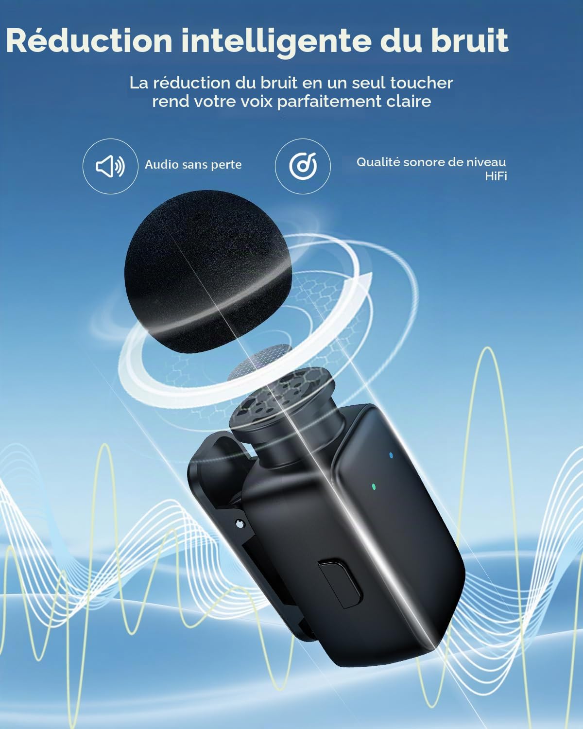Mini Micro Cravate sans Fil pour iPhone/Telephone Android, Microphone à Revers USB C sur Réduction du Bruit pour Enregistrement vidéo, Vlogging, TikTok, Youtube