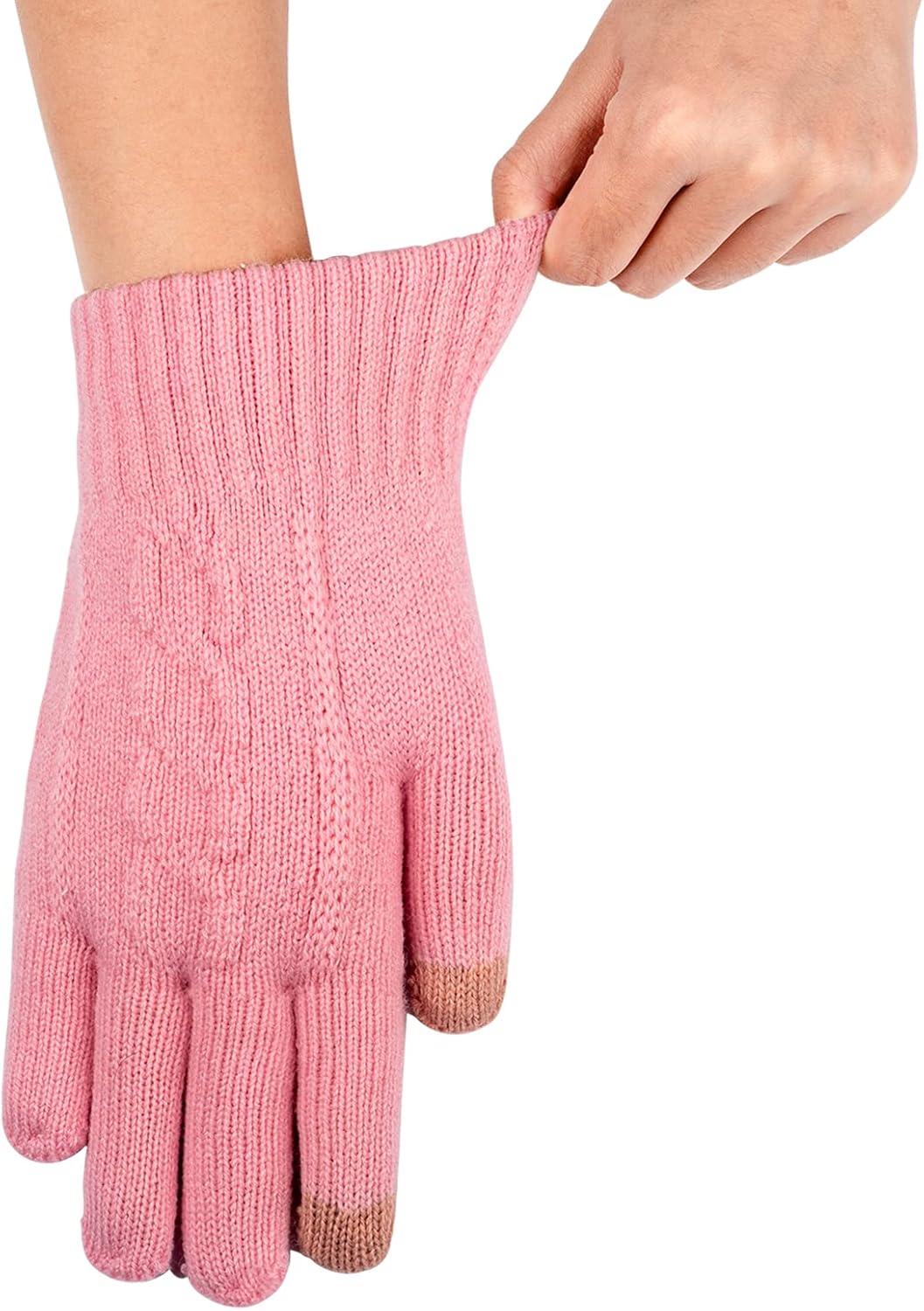 Women's Winter Warm Touch Screen Gloves Womens Thermal Cable Knit Wool Fleece Lined Gloves for Cold Weather - Image 7