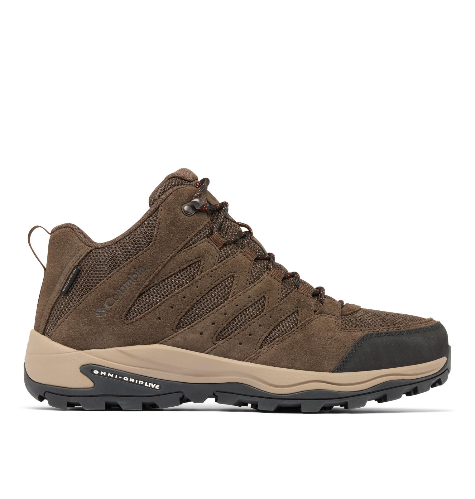 Columbia Men's Redmond 4 Mid Waterproof, Mid Rise Trekking and Hiking Boots, Cordovan, Tangy Orange, 9.5