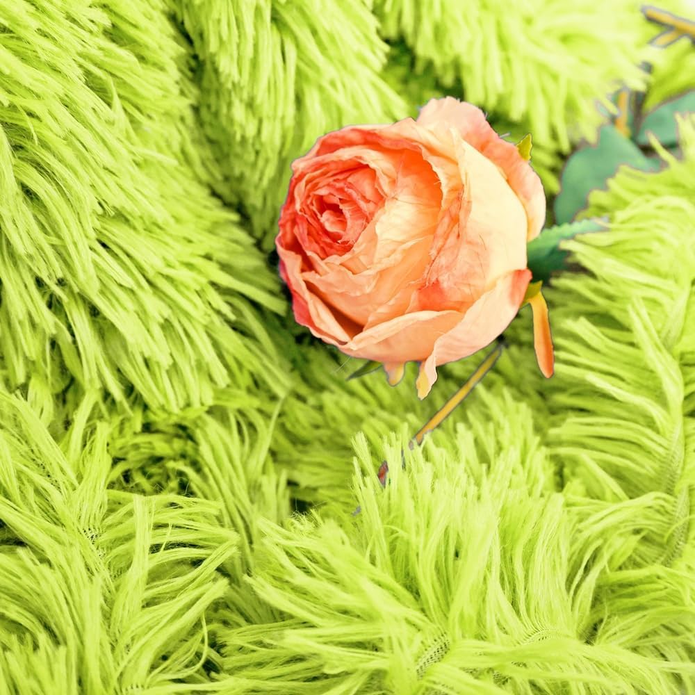 Plush Super Soft Blanket Bedding Sofa Cover Furry Fuzzy Fur Warm Throw Qulit Cozy Couch Blanket for Winter (63"x79",Yellow Green) - Image 6