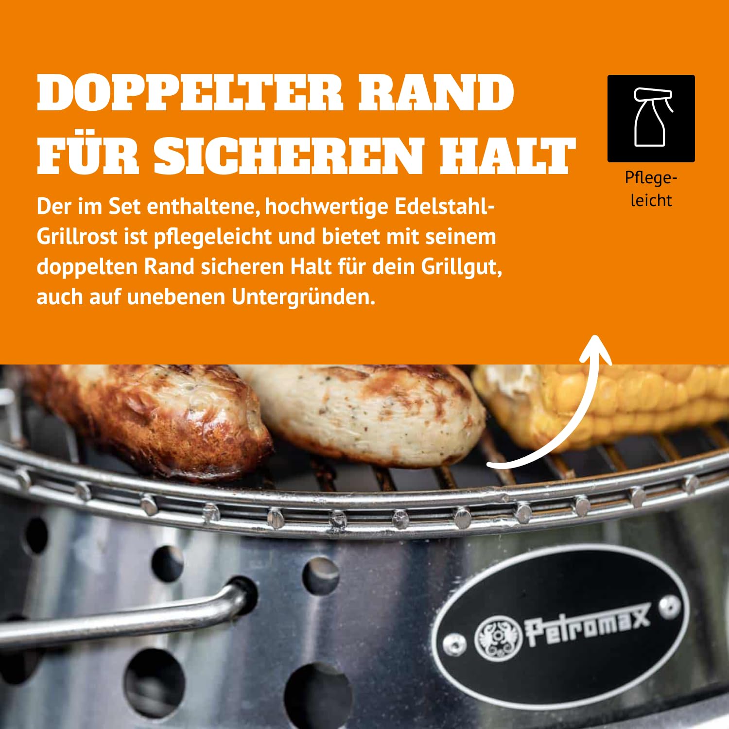 Petromax Atago Gasgrill - Tischgrill für den Einsatz beim Camping, im Garten oder Balkon - ideal zum Grillen, als Ofen oder Feuerschale - Picknick Grill mit Grillrost und Piezo-Zündung - Edelstahl