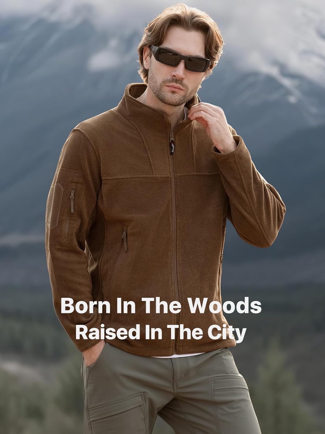 FREE SOLDIER Men's Tactical Long Sleeve Fleece Coat Weatherproof Full Zip Up Lightweight Fleece Jacket Sweatshirt - Image 2