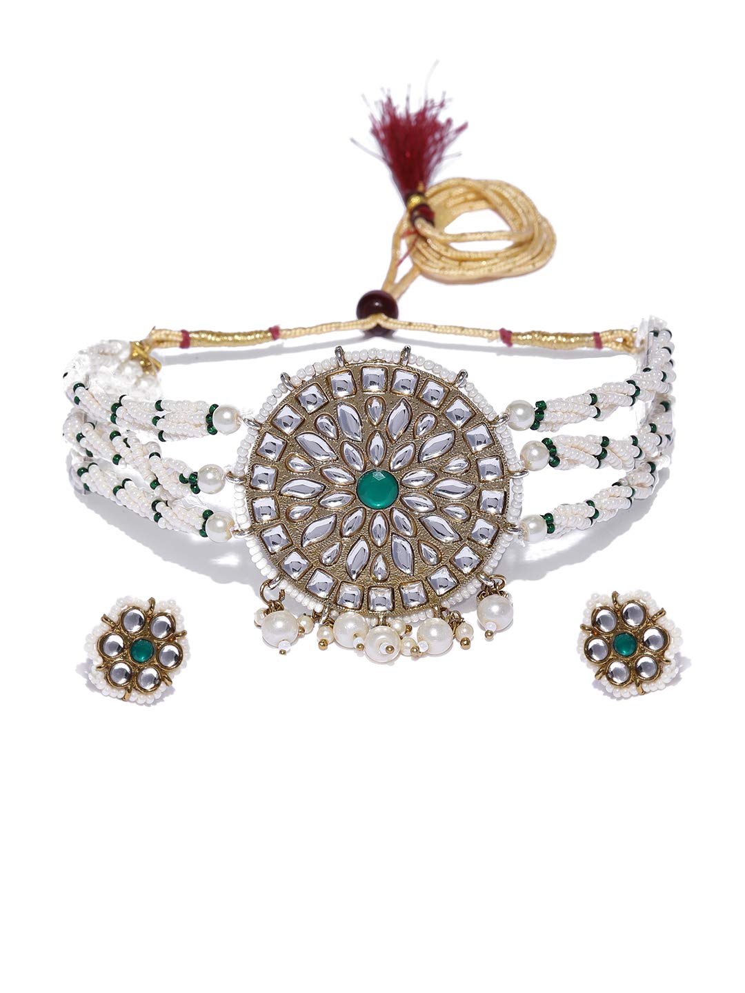 ZAVERI PEARLS Graceful Kundan & Pearls Traditional Choker Necklace Set For Women-ZPFK9234 (B081NF4X6P) Amazon Price History, Amazon Price Tracker