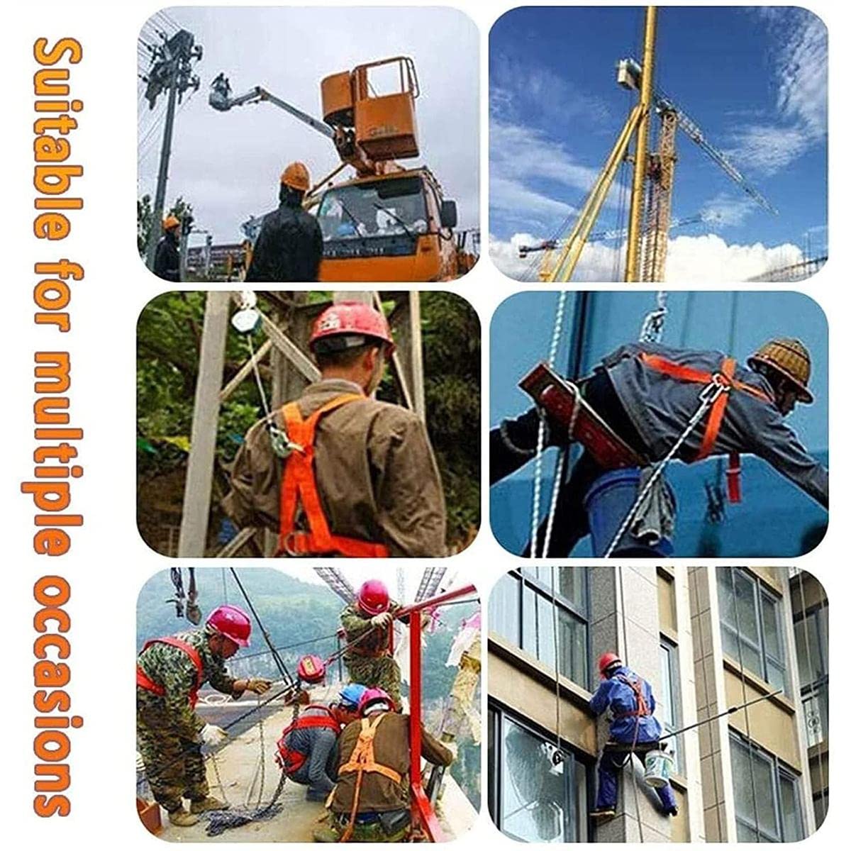 Arneses de Seguridad anticaídas telescópicos, Kit de cinturón de Seguridad portátil, arnés de protección contra caídas de Seguridad, Herramienta para techos industriales Ajustable, Equipo PE