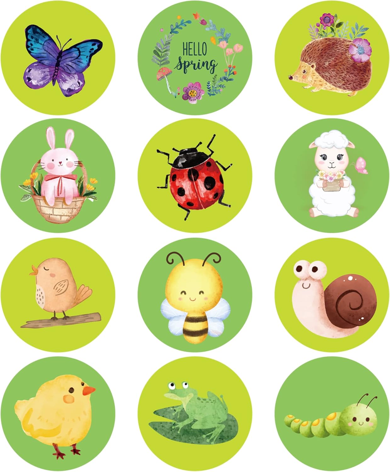 Amazon.com: Lucleag Hello Spring Stickers for Kids, Round Spring ...