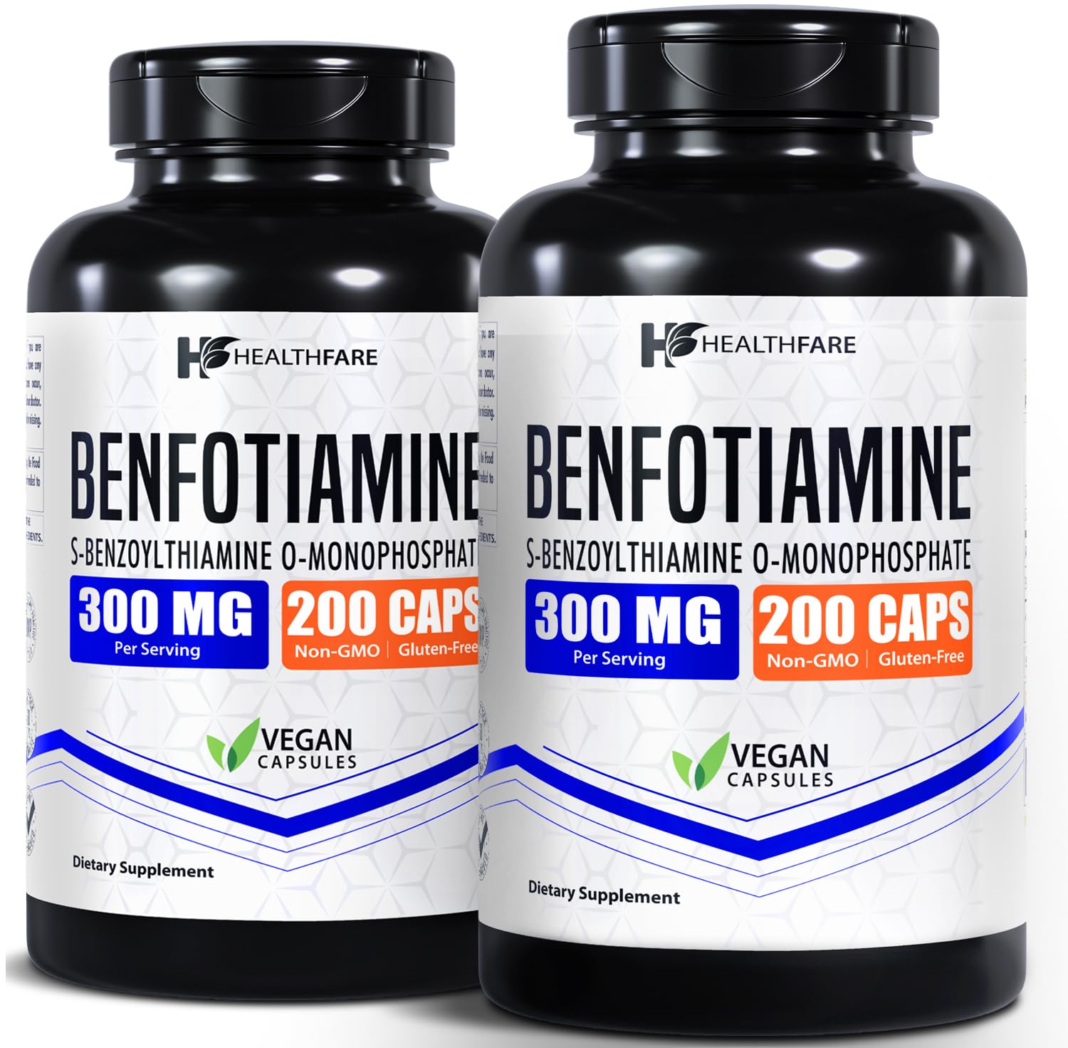 Benfotiamine 300mg | 200 Capsules | Fat Soluble Thiamine Vitamin B1 | Supports Overall Health | Non-GMO | Gluten Free (2-Pack)