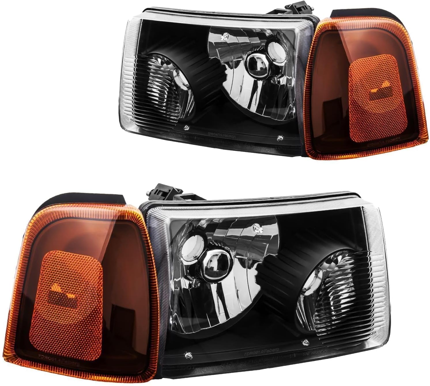 PHILTOP Headlamp Headlight Assembly,Replacement for 2001-2011 Ranger,Amber Reflector Clear Lens Black Housing