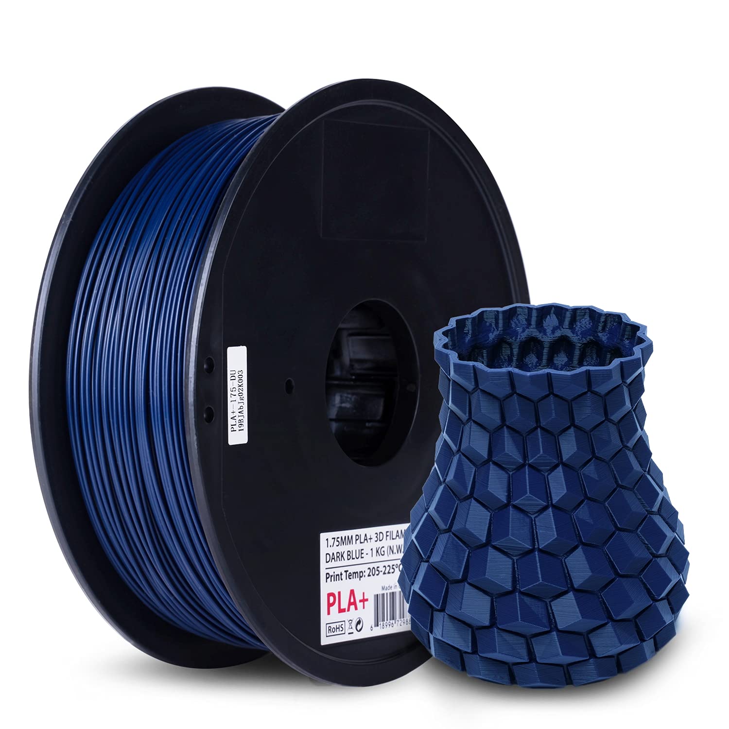 micro center inland pla+ filament 1.75mm - dark blue 3d printer filament, pla pro dimensional accuracy +/- 0.03 mm - pla plus 1 kg spool (2.2 lbs) – fdm/fff printers – clog free 3d printing filament